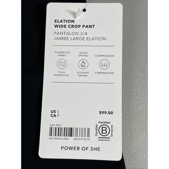 Athleta Elation Wide Crop Pant Womens Small Black Stretch Yoga Everyday Travel - Picture 5 of 7